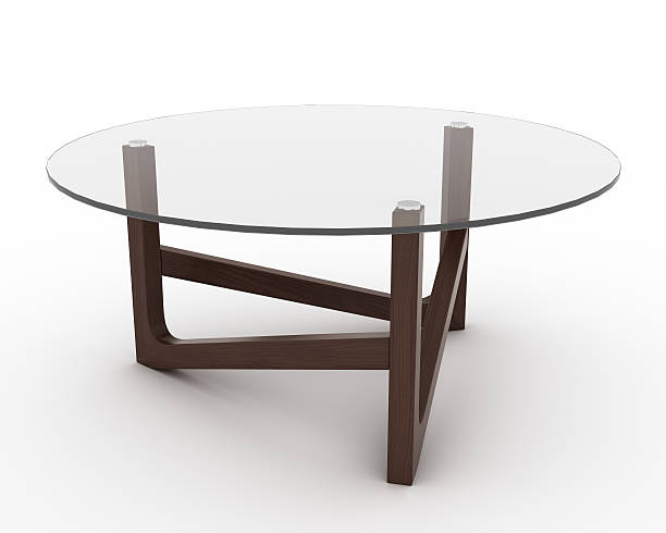 A modern glass round table isolated on white background