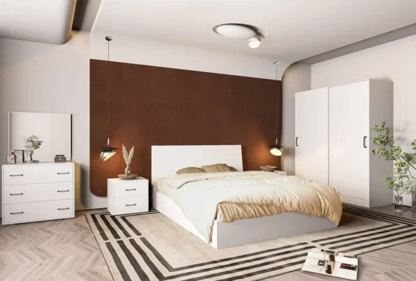 simple white master bedroom